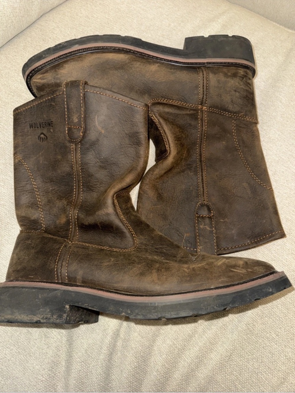 Wolverine W08181 Wellington Men's 12EW Brown Leather Boots Slip Oil Resistant